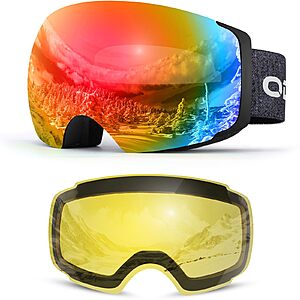 Odoland Magnetic Interchangeable Ski Goggles w/ 2 Lens $9.99 + Free Shipping w/ Prime or on $35+