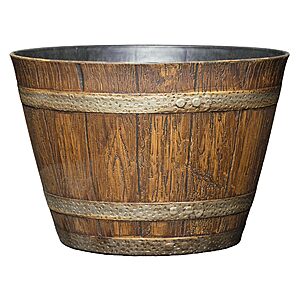 9" Classic Home & Garden Whiskey Barrel Resin Planter (Oak Brown) $9.99 + Free Shipping w/ Prime or on $35+