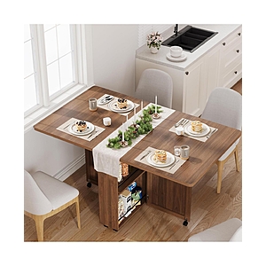 GAOMON Folding Dining Table w/ Drawer, Shelves & Wheels (36" x 24" x 6") $154.06 + Free Shipping