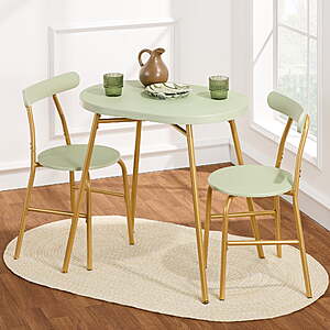3-Piece Best Choice Products Oval Dining Set: Table + 2 Chairs (Sage Green/Gold or Pink/Gold) $119.99