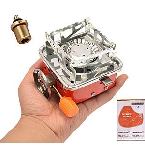 QUALIALL Single Burner Portable Foldable Camping Stove w/ Piezo Ignition $10 