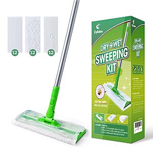 Eyliden 360 Swivel Sweeper Mop w/ 36 Disposable Dry & Wet Cloths $10.99 + Free Shipping w/ Prime or on $35+