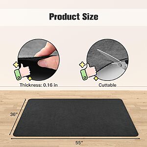 55"x36" Corduroy Office Chair Mat (Grey) $10.99 + Free Shipping w/ Prime or on $35