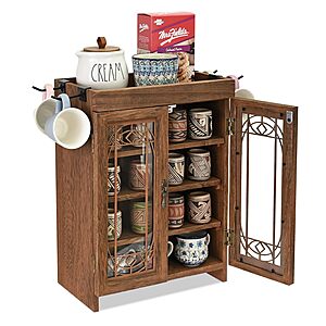 Ikee Design 4-Tier Wooden Countertop Storage Cabinet w/ Adjustable Shelves & Doors, 14.8"W x 6.1"D x 14.4"H (Brown) $28.04 + Free Shipping w/ Prime or on $35+