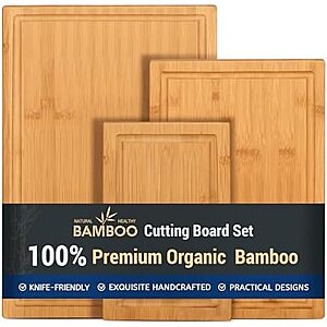 3-Pc Hiware Bamboo Cutting Board Set