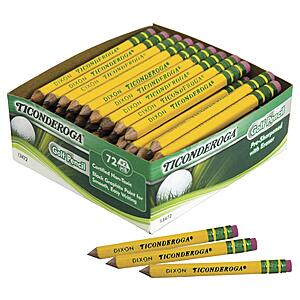 72-ct Ticonderoga Golf Pencils w/ Erasers (#2 HB Lead)
