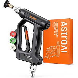 AstroAI 4060 PSI Short Pressure Washer Gun with 360° Swivel & 4 Nozzles $18.50 + Free S&H