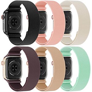 6-Pk Steezrd Stretchy Solo Loop Nylon Band for Apple Watch from
