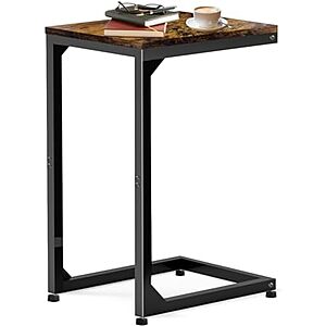 25" Artigarden C-Shaped End Table w/ Metal Frame (Bright Black)