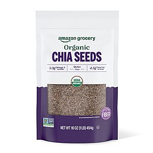 Select Accts: 16-Oz Amazon Grocery Organic Black Chia Seeds $4.05 w/ S&S