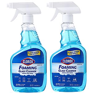 Select Accts: 2-pk 23-oz Clorox Foaming Glass Cleaner Trigger Spray (Fresh Scent) $2.55 w/ S&S