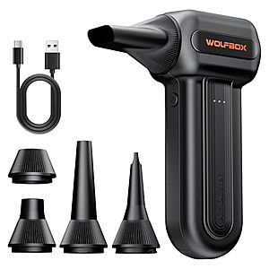 3-Speed Wolfbox MF60 Electric Compressed Air Duster w/ 5 Nozzles