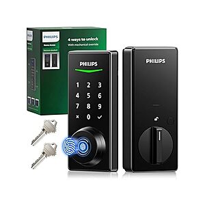 Philips DDL210X Fingerprint Keyless Entry Door Lock (Black) $44 + Free S&H w/ Prime