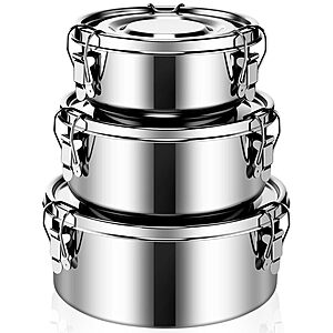 3-pk Skybooly Stainless Steel Bento Box Set (13-oz, 22-oz & 36-oz)