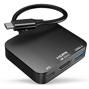 3-in-1 Vilcome USB-C to 4K@60Hz HDMI Adapter w/ USB 3.0 & 100W PD Charging