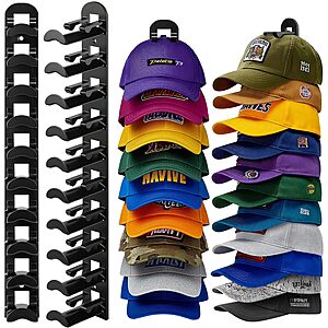 2-Pk M&C MUSIC COLOR Wall-Mount Baseball Cap Rack (Black)