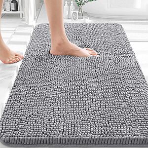 30" x 20" OLANLY Extra Soft Absorbent Chenille Bathroom Rug (Grey)