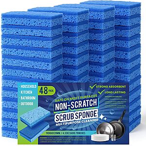 48-Ct Metflavor Dual-Sided Non-Scratch Kitchen Scrub Sponges