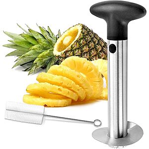 UMUACCAN Stainless Steel 3-in-1 Pineapple Corer, Slicer & Cutter (Black)