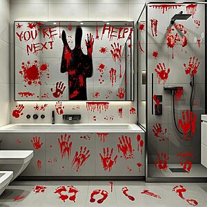 67-Ct Traplace Bloody Halloween Window & Floor Clings