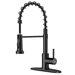 WEWE Single-Handle Pull-Down Kitchen & Bar Sink Faucet (Matte Black) $28 + Free S&H