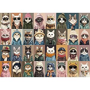 1000-Pc Cat or Dog Avatar Faces Jigsaw Puzzle (19.7" x 27.6")