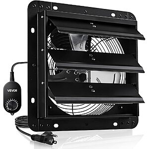 10" VEVOR 900 CFM Wall-Mount Exhaust Fan w/ Variable Speed Controller (Black)