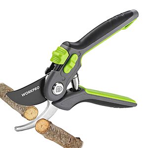 8" WORKPRO SK5 Steel Bypass Pruning Shears w/ Dual-Size Opening