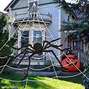 200" Halloween Giant Spider Web & 59" Spider Outdoor Decoration