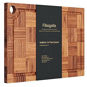 12" x 8" Fibogollo Bamboo End Grain Butcher Block Cutting Board