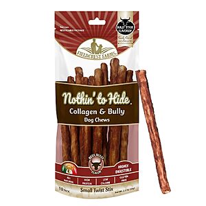 10-Ct Fieldcrest Farms Nothin' to Hide Twist Stix Dog Chews (Beef Bully)