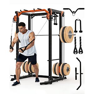 Prime Members: Garvee Power Cage Rack w/ Pulley System (2000-lbs Capacity) $248 + Free S&H