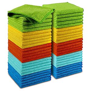 50-Ct 12"x12" AIDEA Microfiber Cleaning Cloths (Multicolor Pack) $12.75 w/ S&S