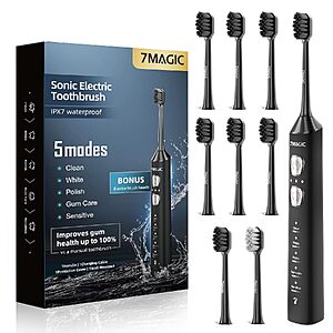 7MAGIC Sonic Electric Toothbrush w/ 8 Heads (4 Colors)