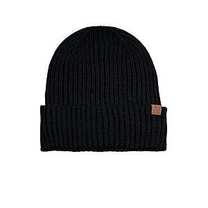 George Men's Ribbed Fleece Lined Knit Beanie (Black Soot)