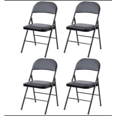 4-Pack EDX Padded Leather with Metal Frame Folding Chairs (Black) $53.89 + Free Shipping