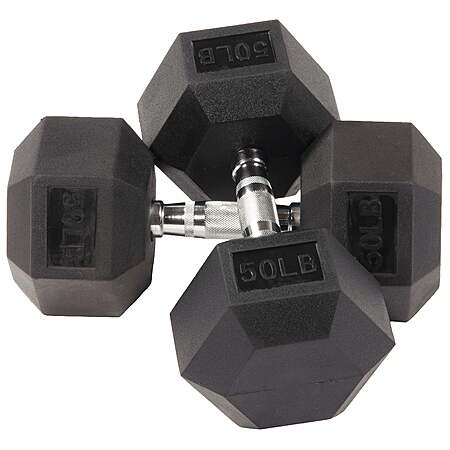 50-Lb BalanceFrom Rubber Encased Hex Dumbbells (Pair) $51 + Free Shipping