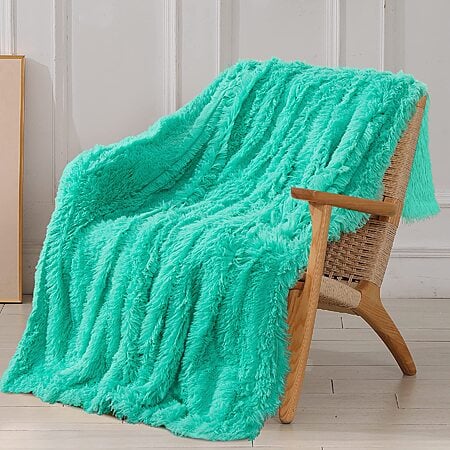 80"x90" Tuddrom Queen Faux Fur Blanket Reversible Plush Fleece: Teal Blue $9.99, Quiet Grey $12.99