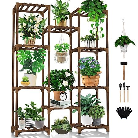 47" 10-Tier Uneedem Wood Plant Stand $22.98 + Free Shipping w/ Prime or on $35+