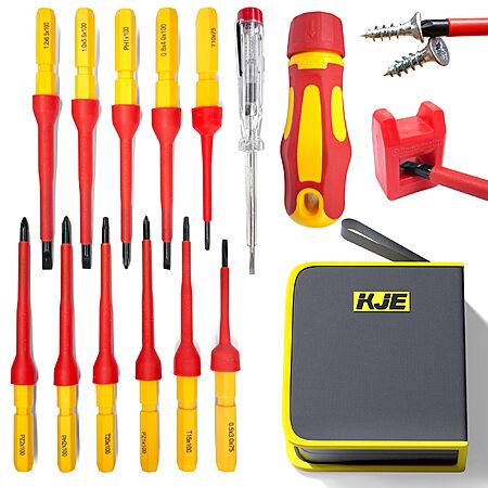 13-Piece KJE 1000V VDE Insulated Screwdriver Set w/ Magnetic Tips $9.99 + Free Shipping w/ Prime or on $35+