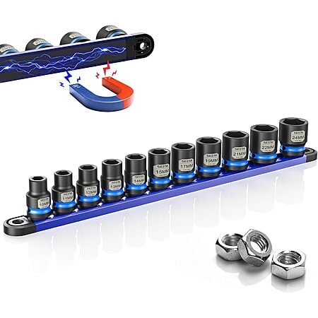 11-Piece Seesii 1/2″ Drive CR-MO Shallow Impact Socket Set w/ Magnetic Organizer (10-24mm) $17.59 + Free Shipping w/ Prime or on $35+