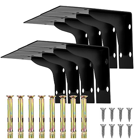 8-Pack 6" x 4" Heavy-Duty Steel L Shelf Brackets $8.59 + Free Shipping w/ Prime or on $35+
