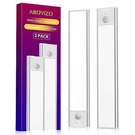 2-Pack 12" Abovizo USB-C Rechargeable Under Counter Dimmable Motion Sensor Lights $9.99 + Free Shipping w/ Prime or on $35+