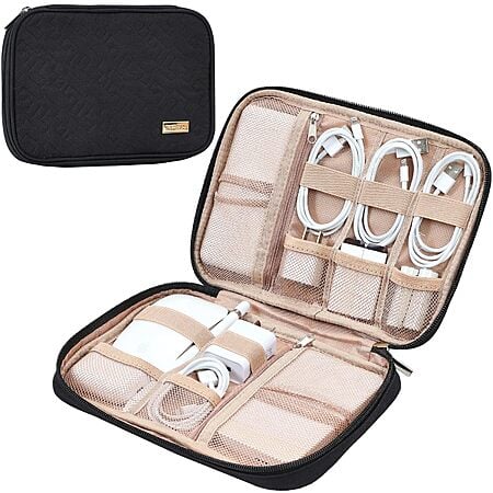 NISHEL Travel Cord Organizer Case (Black or Pink) $8.99 + Free Shipping w/ Prime or on $35+