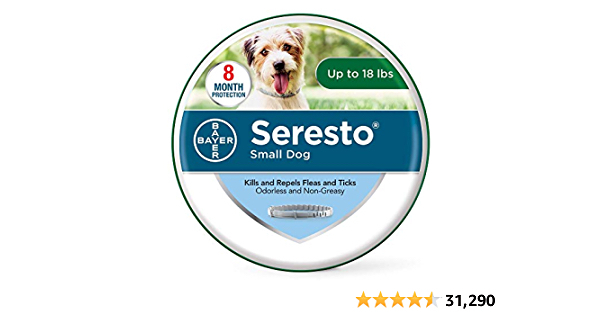 Seresto Flea and Tick Collar for Dogs, 8-Month Flea and Tick Collar for Small Dogs, Up to 18 Pounds - $35.99