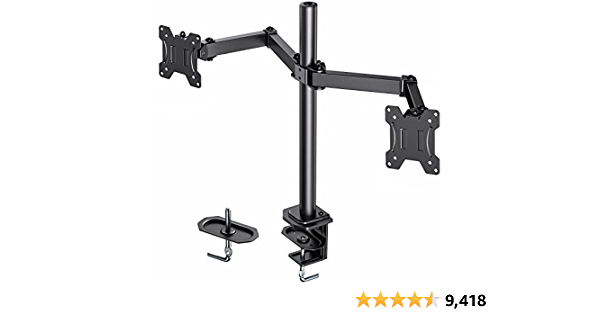 HUANUO Dual Monitor Arms Desk Mount for 13 to 27 inch, Heavy Duty Fully Adjustable Monitor Stand for 2 Two Monitor, 75x75mm/100x100mm VESA Mount with C Clamp/Grommet Moun - $19.54