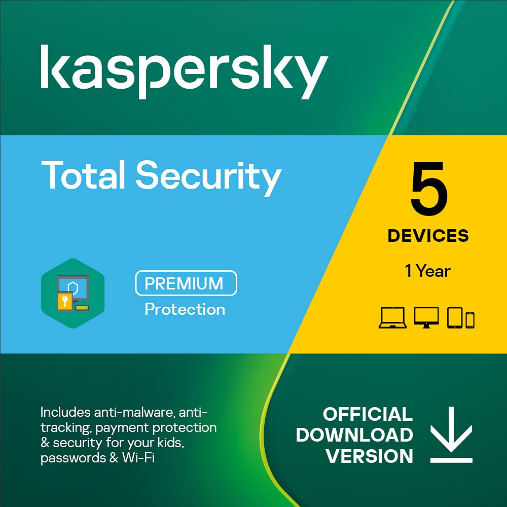 Kaspersky Total Security 2022 | 5 Devices | 1 Year | PC/Mac/Android | Online