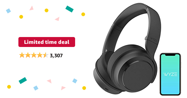 Limited-time deal: WYZE Bluetooth 5.0 Headphones, Reddot Award Headphones,Bluetooth Headphones Over The Ear with Active Noise Cancellation,High-Fidelity Sound,Transparenc - $59.98