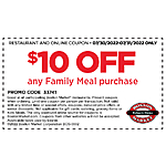Boston Market $10 Off Any Family Meal