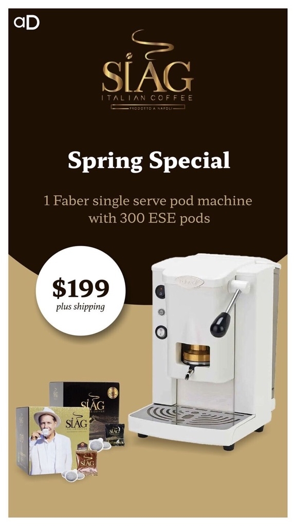 Faber ESE espresso machine & 300 espresso pods - $199